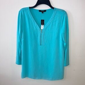 Alex Marie Blue 3/4 Sleeve Blouse small